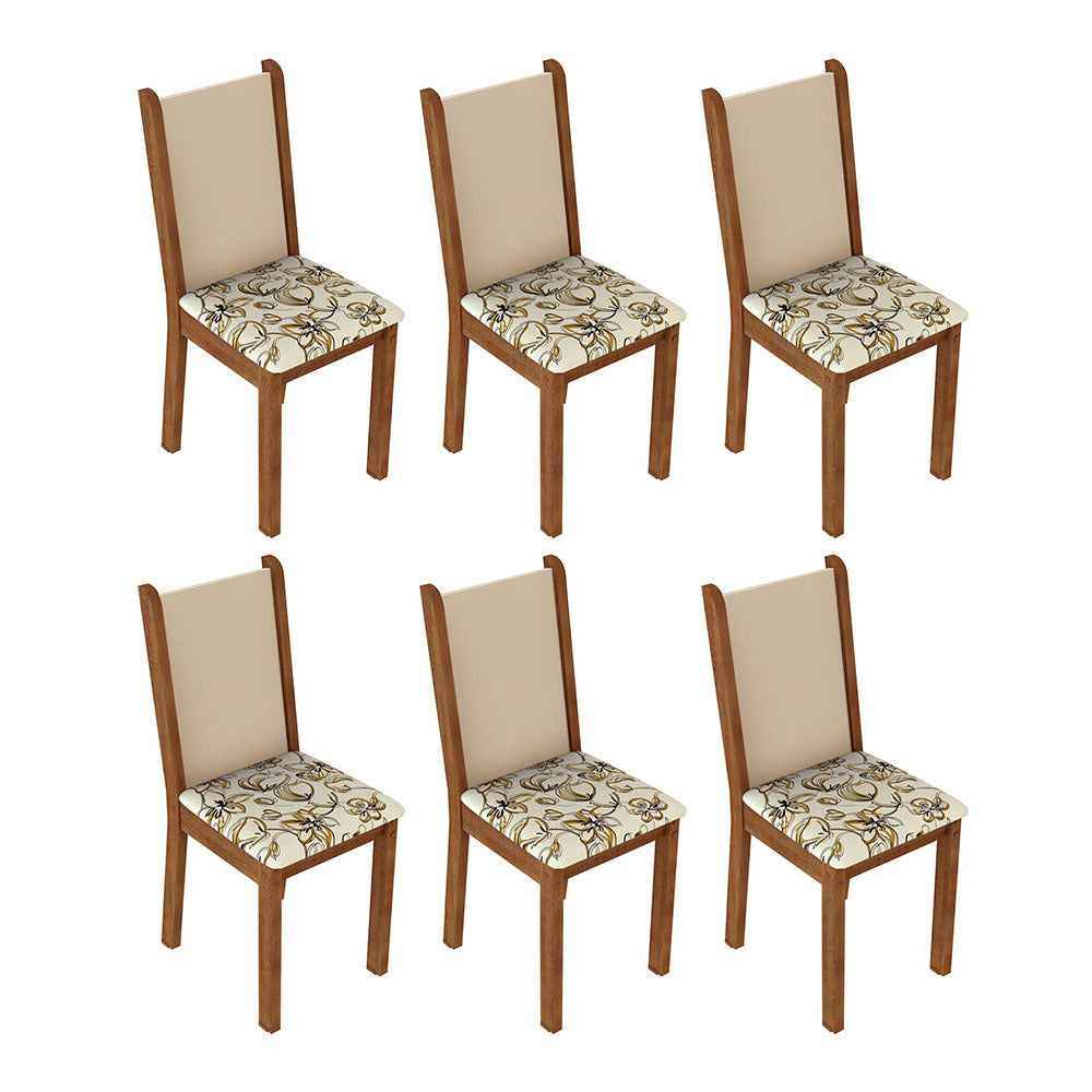 Kit 6 Sillas de Comedor 4291 Marrón/Crema/Lírio Beige