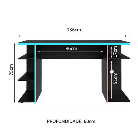 Escritorio Gamer Madesa Para PC y Consola Negro/Azul