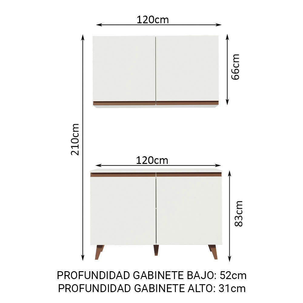 Cocina Integral 120cm Blanco Reims