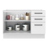 Mueble de Cocina para Lavadero 120 x 60 cm 2 Puertas y 3 Cajones (Sin Encimera) Blanco Agata