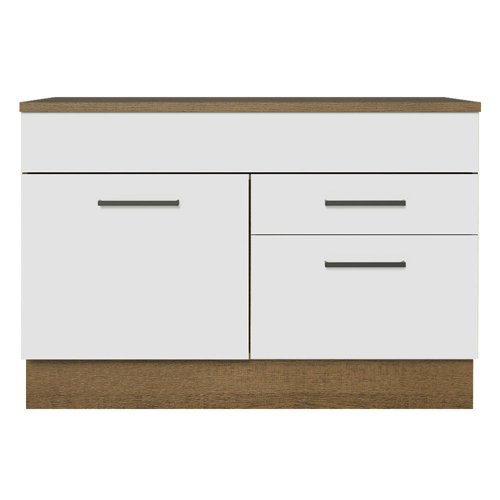 Mueble de Cocina para Fregadero 120 cm 1 Puerta y 2 Cajones (Con Tablero) Marrón/Blanco Agata Madesa