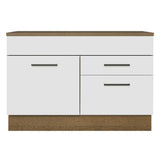 Mueble de Cocina para Fregadero 120 cm 1 Puerta y 2 Cajones (Con Tablero) Marrón/Blanco Agata Madesa