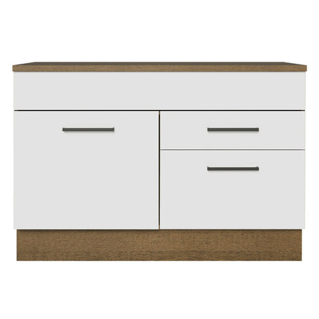 Mueble de Cocina para Fregadero 120 cm 1 Puerta y 2 Cajones (Con Tablero) Marrón/Blanco Agata Madesa