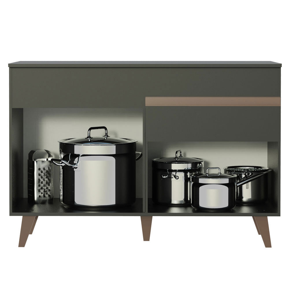 Mueble de Cocina para Lavadero 2 Puertas y 1 Cajón Negro Reims