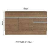 Gabinete Bajo para Lavadero 150 cm 2 Cajones 2 Puertas (Con Encimera) Glamy Marrón
