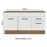 Gabinete Bajo 150cm 2 Cajones Marrón/Blanco Agata (Con Encimera)