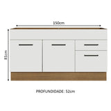 Gabinete Bajo 150cm 2 Cajones Marrón/Blanco Agata (Sin Encimera)