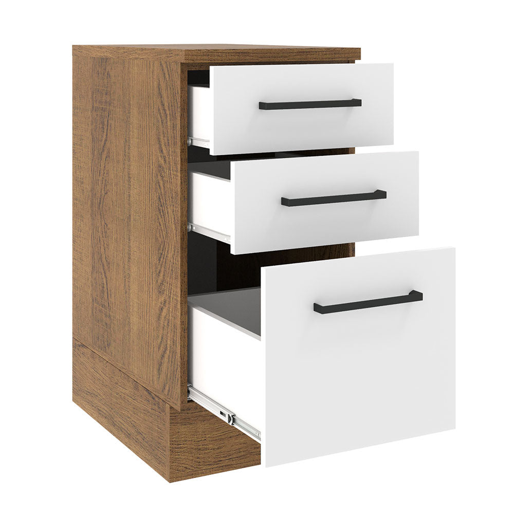 Mueble de Cocina Madesa Agata 40 cm 3 Cajones Marrón/Blanco