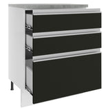 Gabinete Bajo 60 cm 3 Cajones Glamy Blanco/Negro