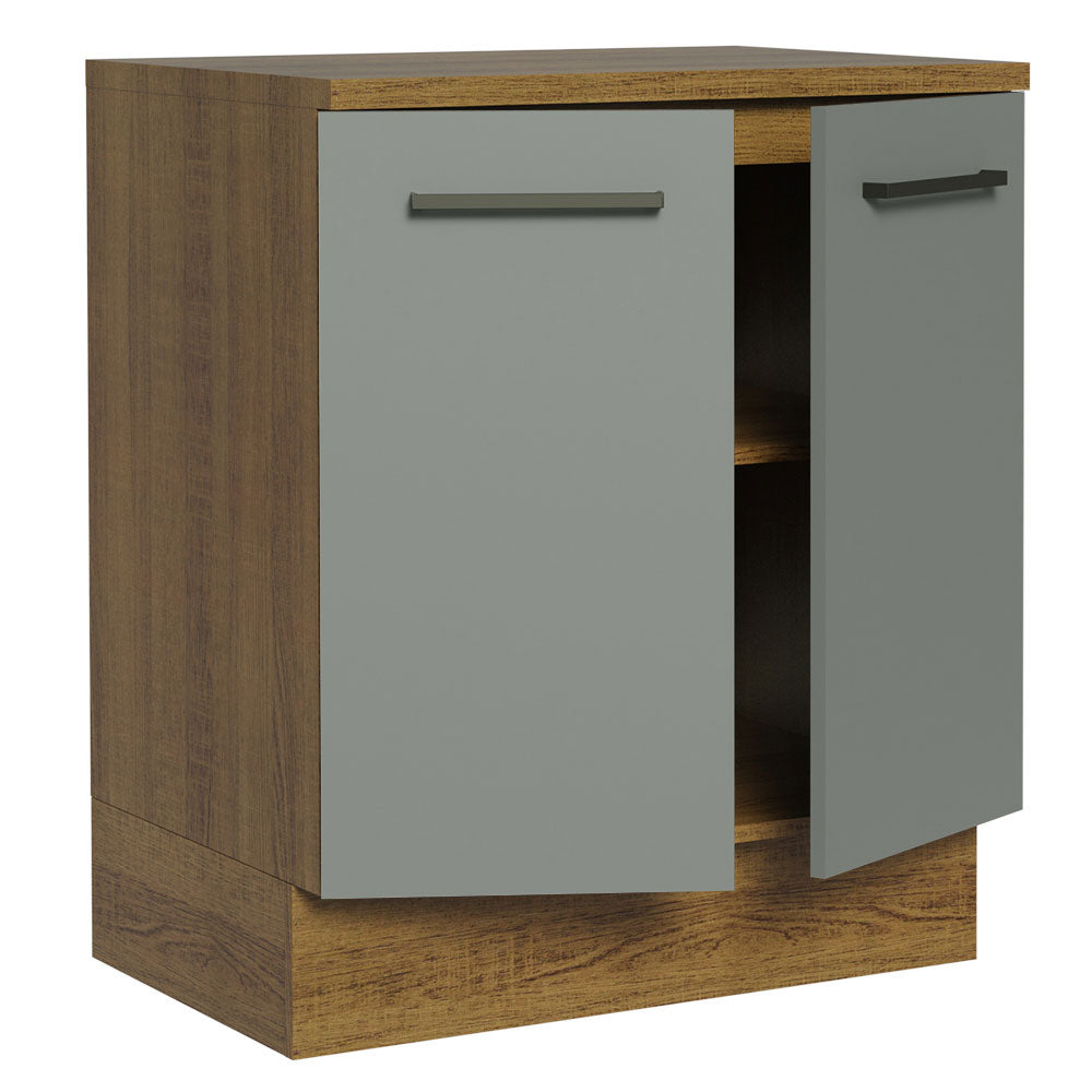 Gabinete Bajo 70 cm 2 Puertas Agata Marrón/Gris