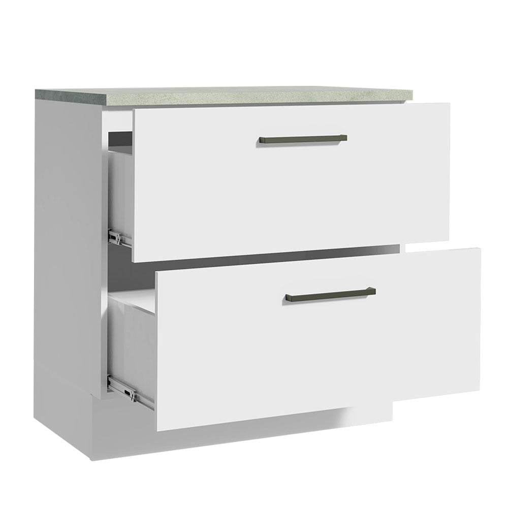 Gabinete Bajo 80cm 2 Cajones Blanco Agata