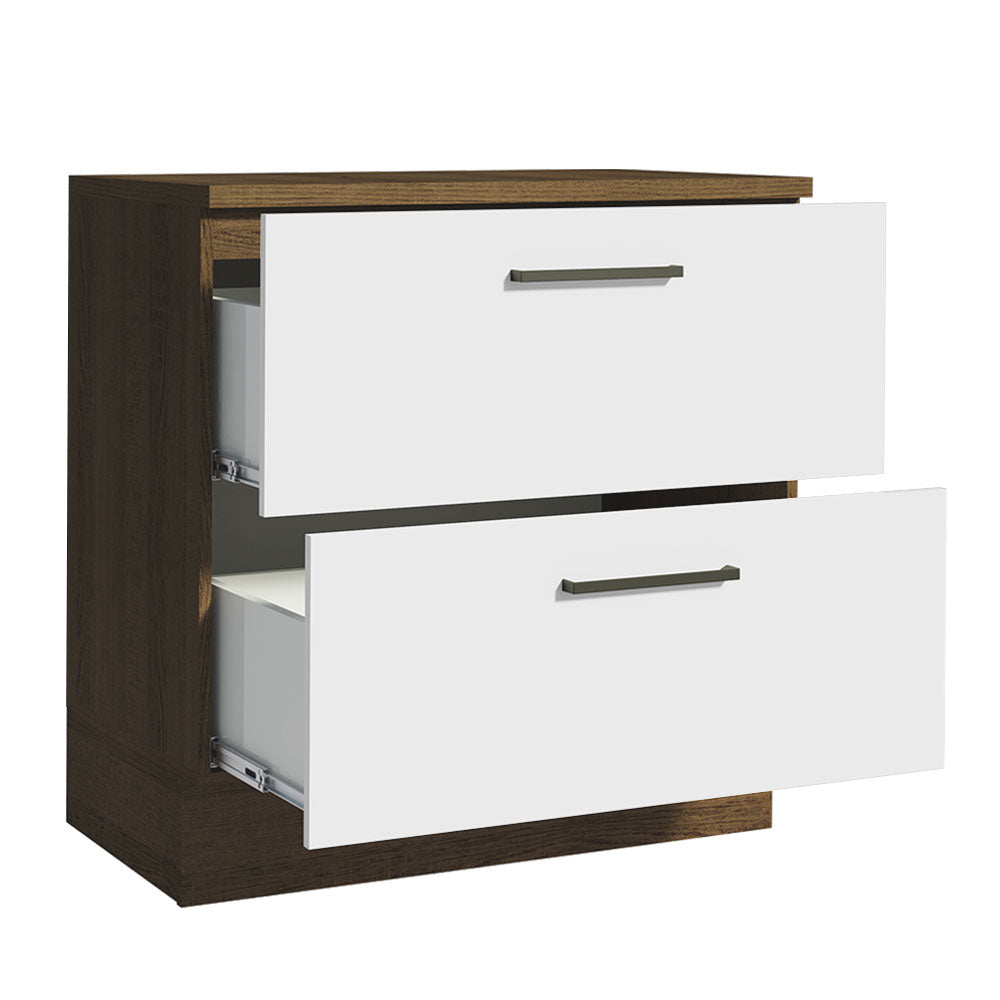 Gabinete Bajo 80cm 2 Cajones Marrón/Blanco Agata