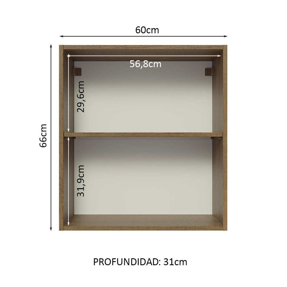 Gabinete Superior 60 cm 1 Puerta Glamy Marrón/Blanco