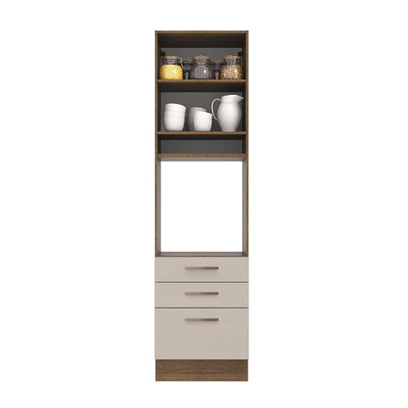 Mueble de Cocina para Horno 60 cm 1 Puerta y 3 Cajones Marrón/Crema Agata Madesa
