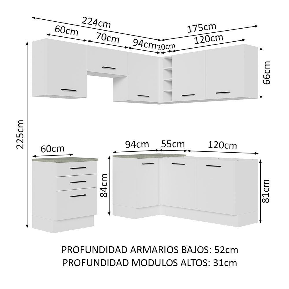 Mueble de Cocina Integral de Esquina Agata 399 cm 02