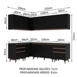 Cocina Integral Esquinera 382cm Reims Negro 02