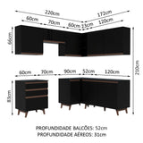 Cocina Integral Esquinera 392cm Reims Negro 01