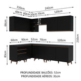 Cocina Integral Esquinera 392cm Negro Reims 02