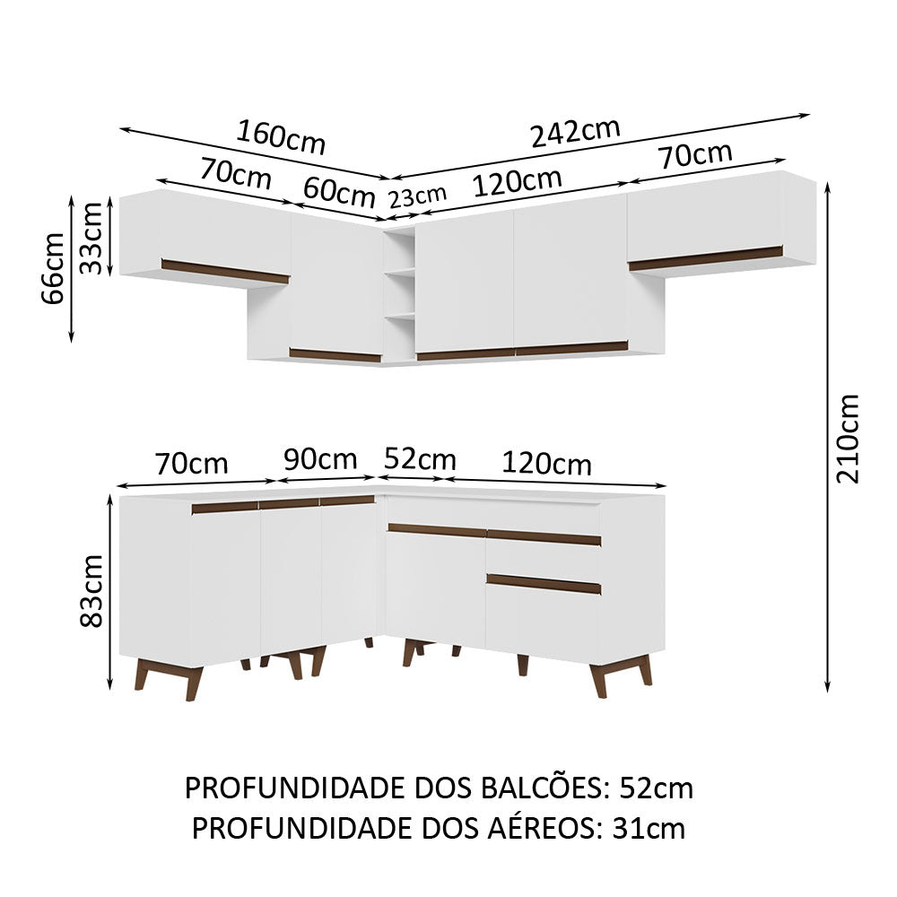 Cocina Integral de Esquina 402cm Blanco Reims 03