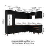 Cocina Integral Esquinera 462cm Negro Reims 01