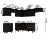 Cocina Integral Esquinera 462cm Reims Negro 03