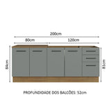 Kit con 2 Muebles de Cocina 3 Cajones y 4 Puertas (Sin Encimera Ni Lavadero) Marrón/Gris Agata 01