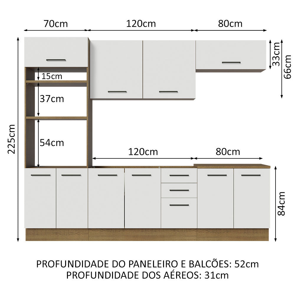 Cocina Integral 270cm Marrón/Blanco Agata 01