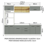 Cocina Integral 270cm Blanco/Gris Agata 03