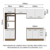Cocina Integral 270cm Marrón/Blanco Agata 07