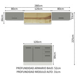Cocina Integral 280cm Blanco/Gris Agata 04