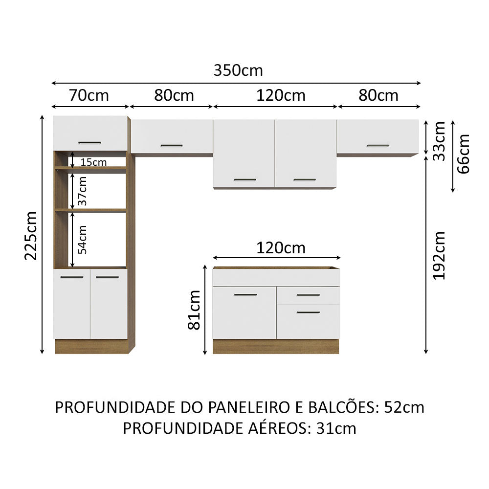 Cocina Integral 350cm Marrón/Blanco Agata 01