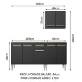 Cocina Compacta 169cm Marrón/Negro Emilly Free 01