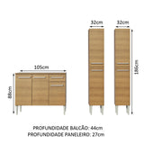 Cocina Compacta con Gabinete y Despensa Marrón Emilly Front