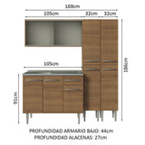 Cocina Compacta 169cm con Lavadero Marrón Emilly 11