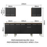 Cocina Integral 233cm Marrón/Negro Emilly King 01