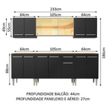 Cocina Integral 233cm Marrón/Negro Emilly Firte 03