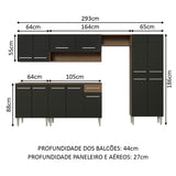 Cocina Integral 293cm Marrón/Negro Emilly 01