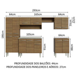 Cocina Integral 293cm con Lavadero Marrón Emilly 08