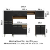 Cocina Integral 293cm con Lavadero Marrón/Negro Emilly 08