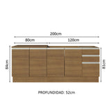 Kit con Mueble para Lavadero y Gabinete Bajo 4 Puertas y 3 Cajones (Sin Encimera Ni Lavadero) Marrón Glamy 06
