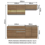 Cocina Compacta 200cm Marrón Glamy 07