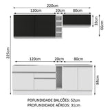 Cocina Integral 220cm Blanco/Negro Parma 03