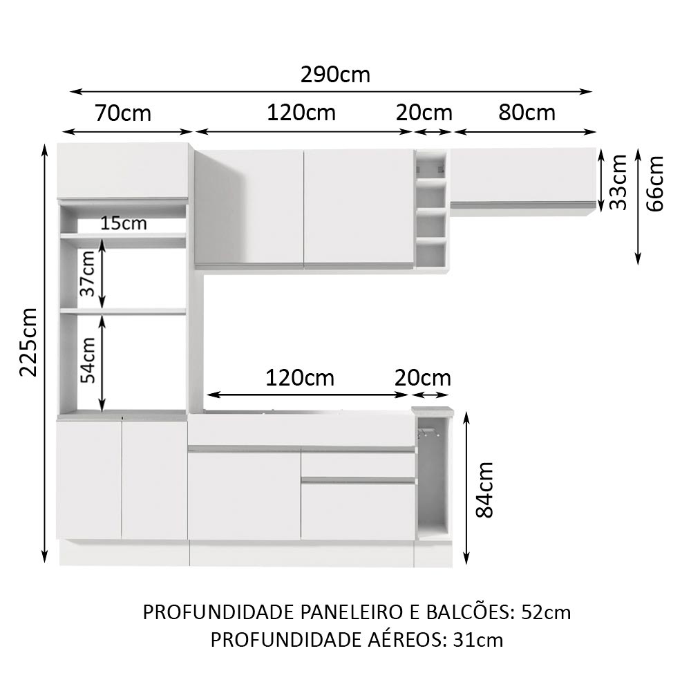 Cocina Integral 290 cm Blanco Safira 04