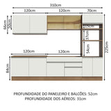 Cocina Integral 310cm Marrón/Blanco Glamy 01
