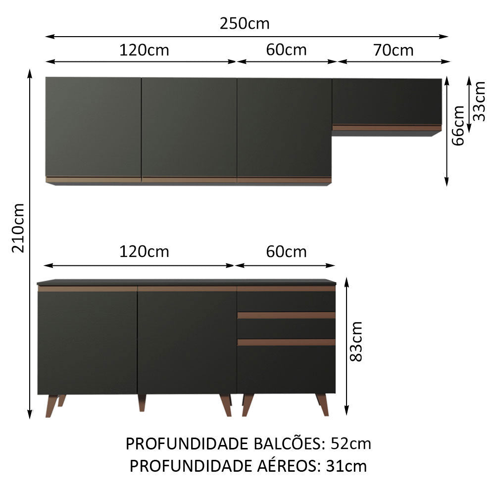 Cocina Integral 250cm Reims Negro 02