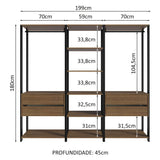 Clóset Modulado Valencia 4 Cajones 199cm Marrón/Negro 02