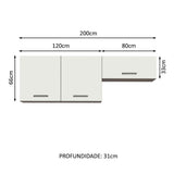 Kit con 2 Gabinetes superiores 3 Puertas Marrón/Blanco Agata