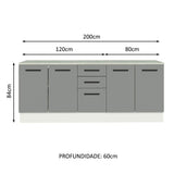 Kit con 2 Gabinetes Bajos 4 Puertas 3 Cajones Blanco/Gris Agata