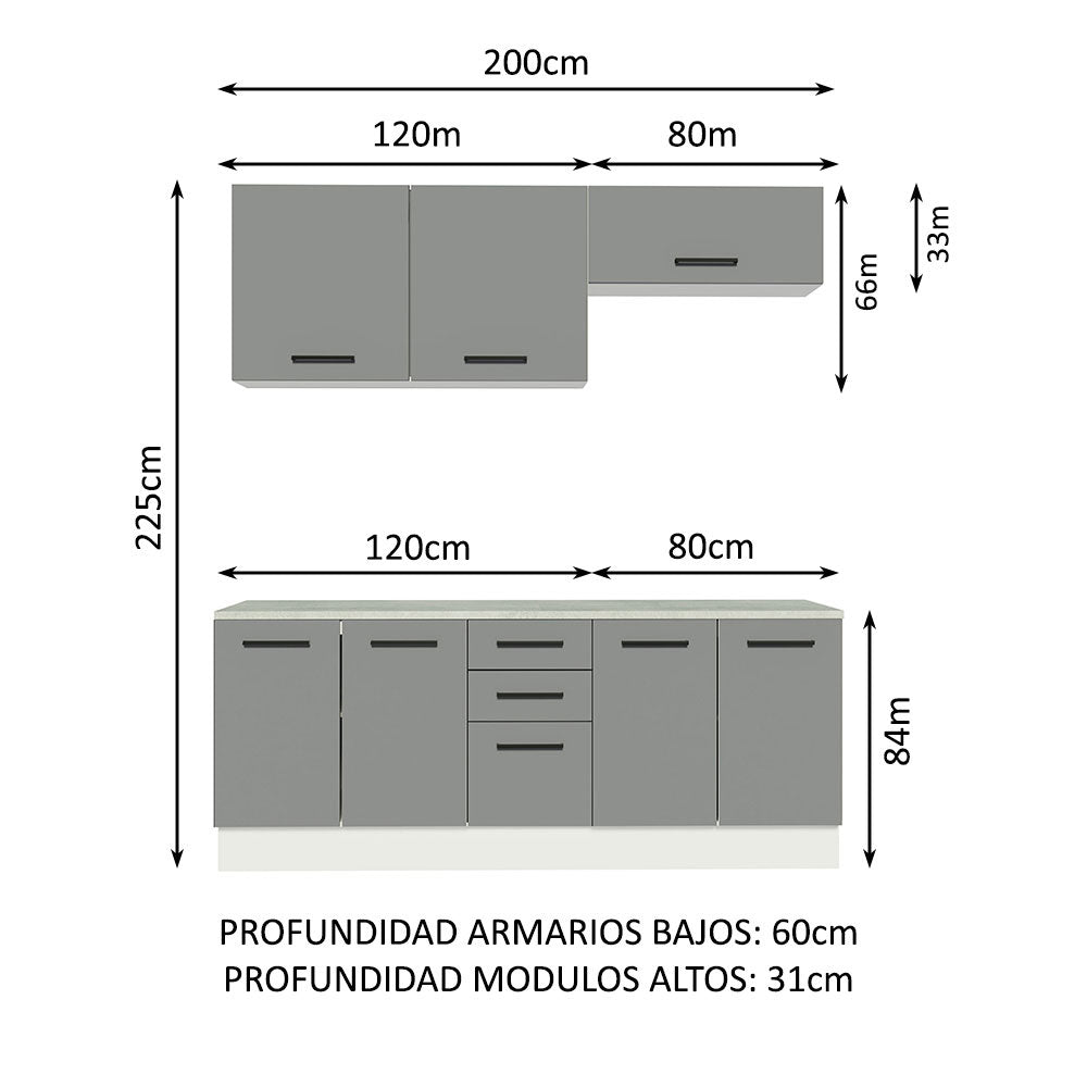 Mueble Integral Multiuso Garaje 200cm Blanco/Gris