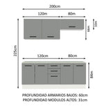 Mueble Integral Multiuso Garaje 200cm Blanco/Gris